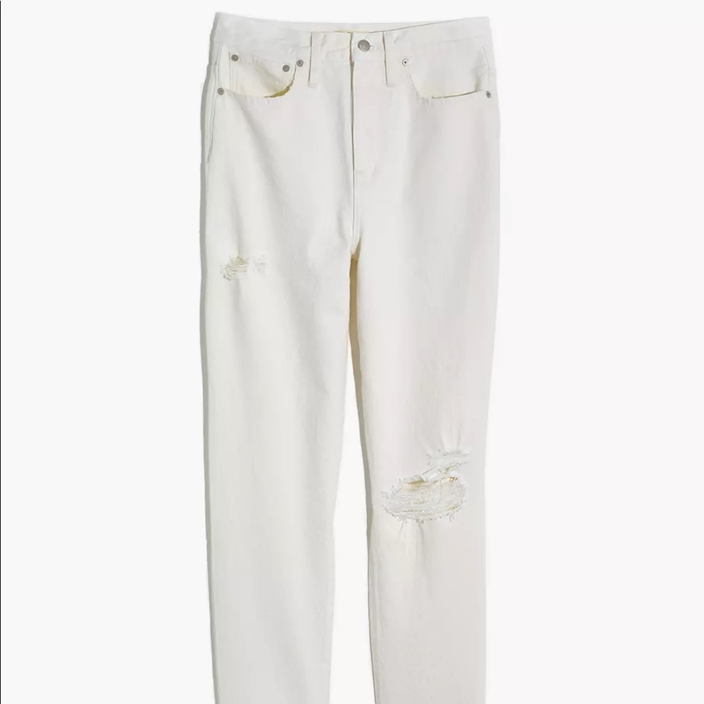 Madewell The Mom Jean Ripped Edition in Tile White